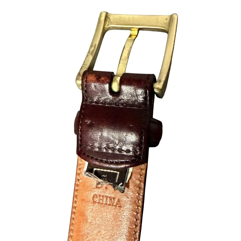 Trafalgar Mens Dress Belt Size 40 Mahogany Brown Cortina Leather Hand Polished